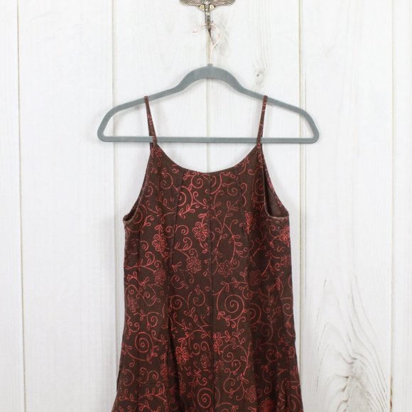 Apsara Brown Floral Spaghetti Strap Lightweight Flowy Cotton Sun Dress Size M - Picture 6 of 10